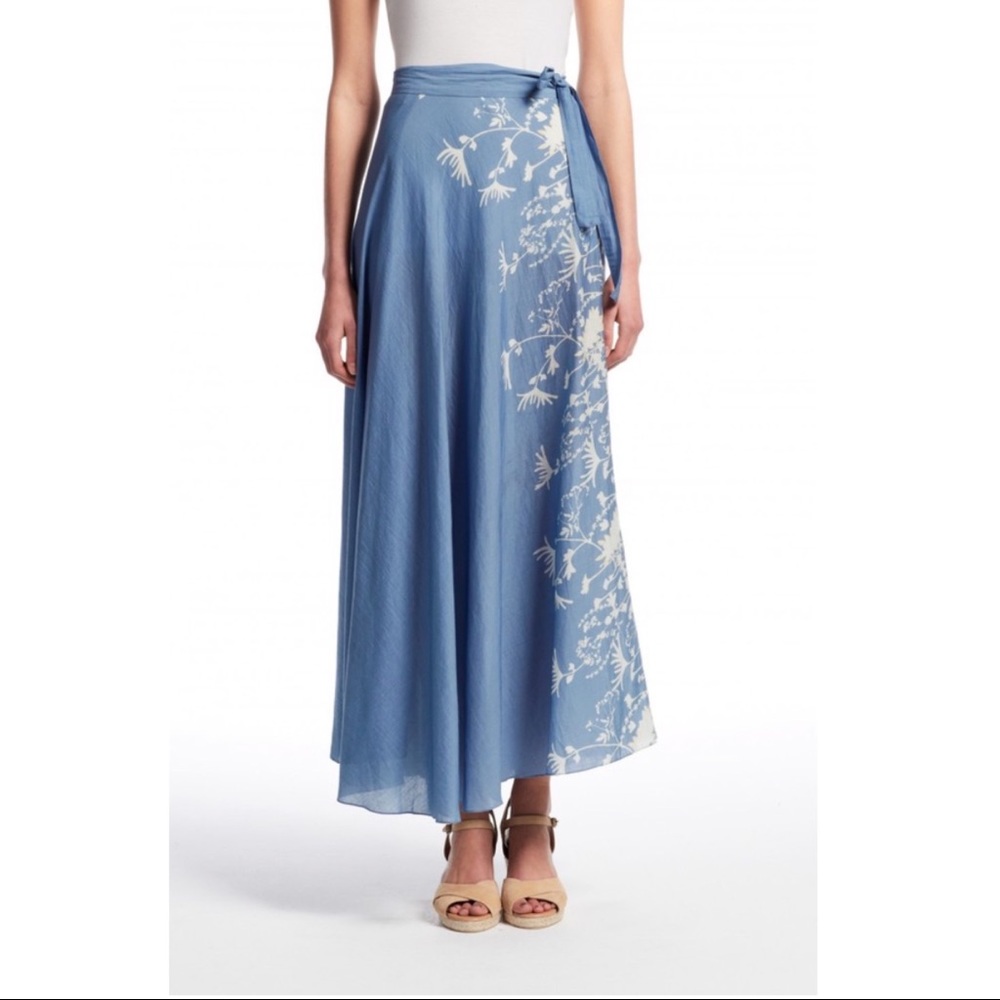 Calypso St. Barth PEPIN Sylvie Printed Chambray Wrap Skirt